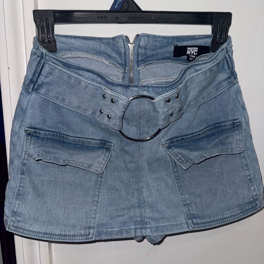 NYC Blue Cargo Mini Skirt for Night Out
